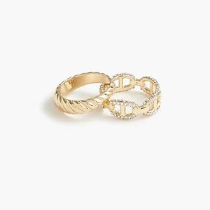 J.Crew Crystal Chain & Textured Band Rings Set, 8, Gold